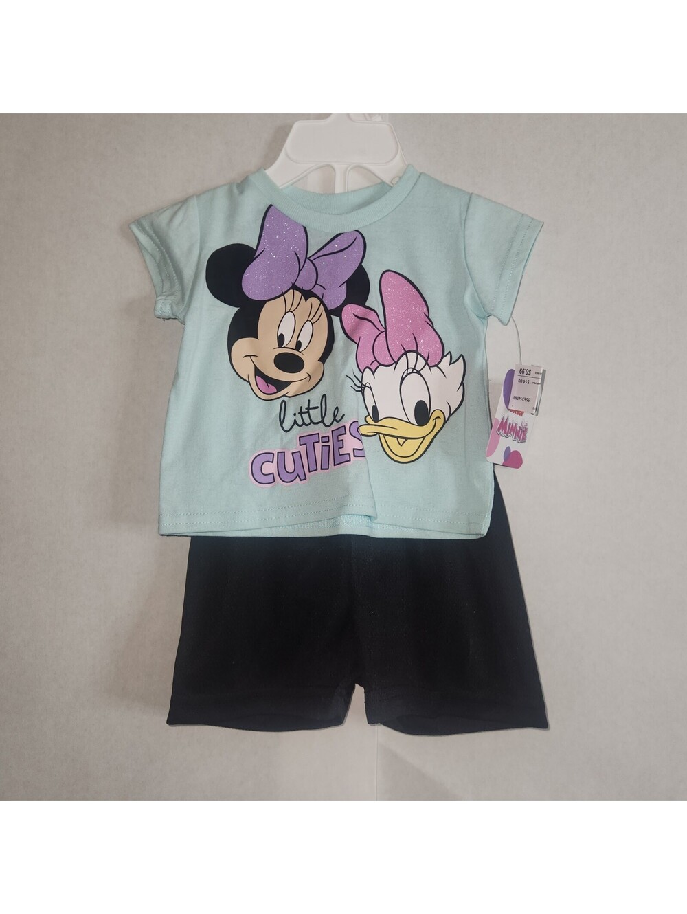 Disney Minnie Mouse girls top and black shorts set